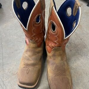 Tony Lama Men's Brown and Orange Steel Toe boots